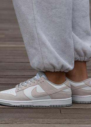 Женские кроссовки nike sb dunk low white grey suede / smb+ 🔗