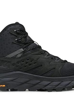 Чоловічі трекінгові черевики hoka anacapa breeze mid у повністю чорному забарвленні (black / black).розмір:41. 1/4; 43 1/3.матеріал:шкіра