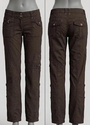 Женские брюки-карго marks &amp; spencer,69 10 long, dark chocolate y2k, 2008, брендовый вынтаж