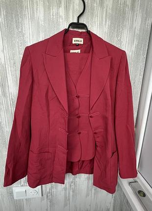 Лляний костюм-трійка kookaï (жакет, жилет, спідниця), розмір s / 38 (made in france)