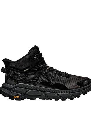 Чоловічі трекінгові черевики hoka trail code gtx у повністю чорному кольорі (black / raven).розмір: 42 2/3.матеріал:шкіра