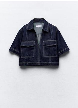 Джинсова сорочка топ zara, синя
