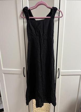 Черное платье-миди zara а-силуэта
