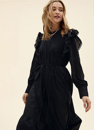 Котонове з воланом і мереживом плаття 👗