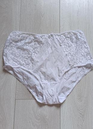 Белые ажурные трусики котоновые трусы кружевные большого размера m&amp;s xl 2xl 14 16 42 44
