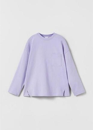 Футболка з довгим рукавом лонгслів zara 8-9 років 133 см лавандовий сиреневий бавовняний mango gap
