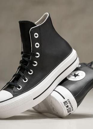 Оригінальні шкіряні кеди на платформі converse chuck taylor all star lift