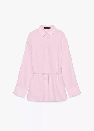 Лляна рожева жіноча сорочка zara, s