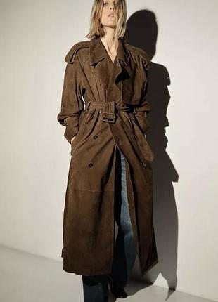 Замшевий тренч куртка пальто zara limited ed 100% козяча замша