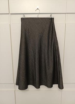 Трендовая юбка миди zara women - изысканный а-силуэт, серая юбка, размер m
