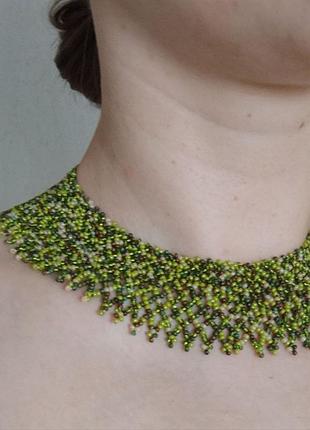 Зеленая силянка из чешского бисера