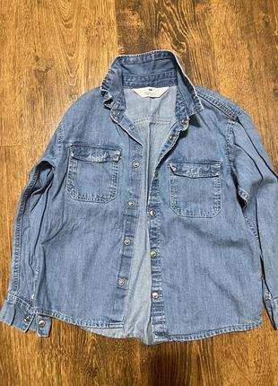 Джинсова дитяча сорочка 116-122 h&m