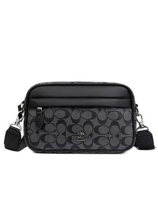Сумка coach кросбоді чоловіча чорна сіра коач