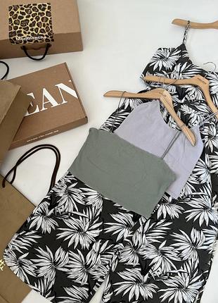 Топ у вертикальний рубчик на тонких бретелях h&m