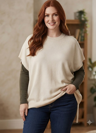 В'язаний жилет туніка іворі f&amp;f xl оверсайз ог 150 см і більше