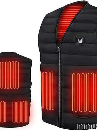 Жилет (xxl) согревающий зимний с usb подогревом унисекс черный