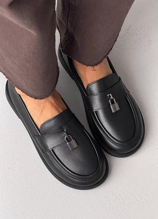 Шкіряні лофери barefoot 
колір: чорний, натуральна шкіра