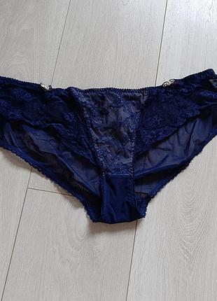 Синие ажурные трусики кружевные трусы в сеточку bravissimo 2xl 16 44 52