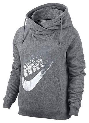 Худі nike з високим коміром (оригінал) сіре з металевим лого