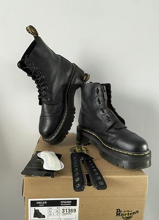 Набір dr. martens sinclair зі зйомними застібками + dr.martens антиковзкі вкладки на пʼятки, чоловічі шкіряні черевики, розмір 43 eu (28 см)