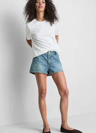 Шорты из хлопкового денима среднего синего цвета (womens mid blue cotton denim mini shorts) от primark14р