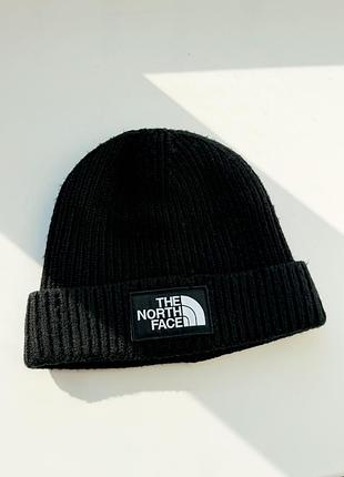 Черная унисекс шапка the north face logo box beanie
