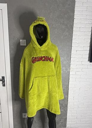 Плюшеве домашнє худі  з утепленим капюшоном грінч grinch, one size