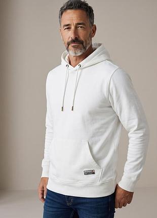 Мужское худи esprit edc белое с капюшоном l свитшот кенгуру