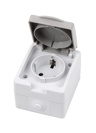 Розетка с заземлением ip54 lezard серая (754-0200-123)