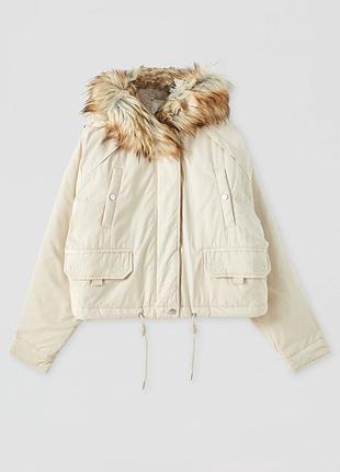 Куртка жіноча коротка оверсайз pull&bear l-xl бежева