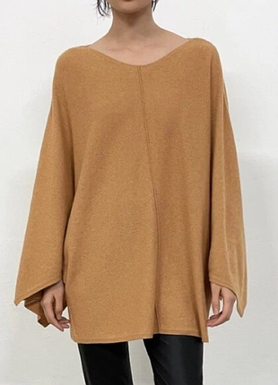 Свободный свитер-пончо zara из шерсти и кашемира