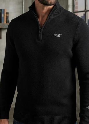 Чоловіча кофта hollister з блискавкою 1/4, розмір m, чорна