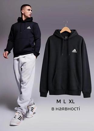 Чорний худі adidas чоловічий світшот оригінал m l xl