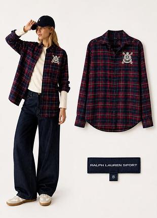 Ralph lauren sport фланелевая рубашка с вышитым гербом р 8( 36-38
