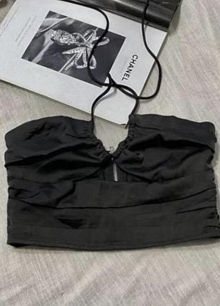 Missguided крутой черный топ с замком сзади