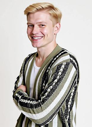 Reserved чоловічий в'язаний кардиган у смужку з v-подібним вирізом