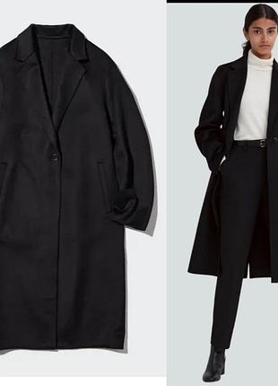 Пальто uniqlo double face (с шерстью), xs, черное