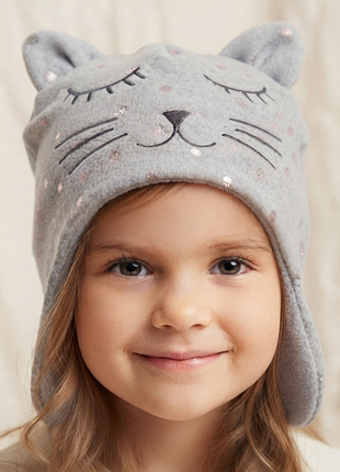 Флисовая шапка кошка 46-48 cм