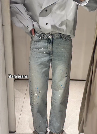 Джинси zara з ефектом бризок фарби розмір 42