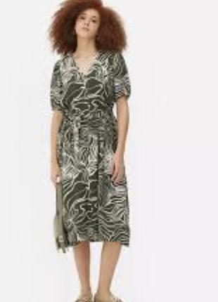 Комфортне з пояском і рукавами ліхтариком плаття 👗 великого розміру