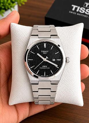 Чоловічий годинник tissot prx powermatic 80 чорний автоматичний