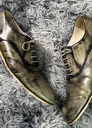 Alexander mcqueen hand-patina smoke olive leather oxford shoes