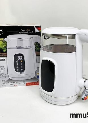 Чайник электрический adler ad 1305 1.7л 2200вт white silver