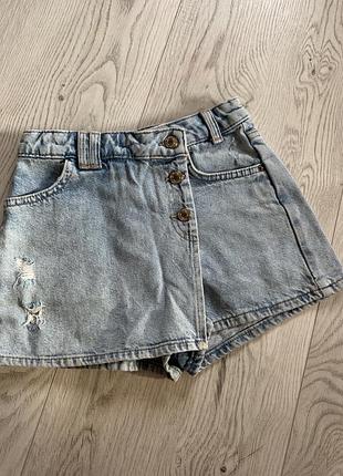 Джинсова юбка шорти zara для дівчинки 8 років