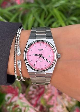 Жіночий годинник tissot prx powermatic 80 рожевий автоматичний