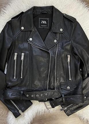 Куртка zara косуха натуральная кожа