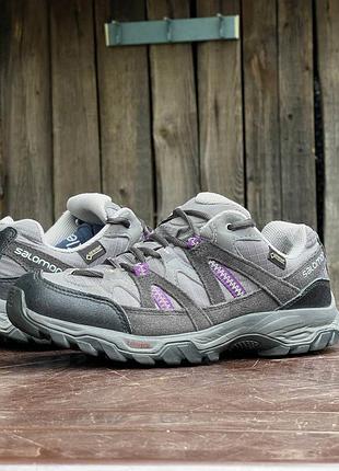 Salomon оригинал женские трекинговые кроссовки серые черные с gore-tex мембраной размер 39 25 см
