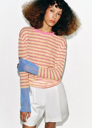 В'язаний джемпер вовна у смужку zara розмір хl
