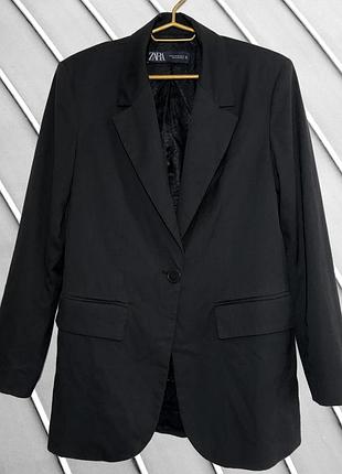 Женский черный оверсайз пиджак zara xs s m 34 36 42 44 оверсайз жакет черный классический базовый удлиненный 44