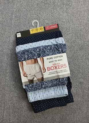 Набор мужских семейных трусов-боксеров m&amp;s (3 шт.) р. l woven boxers